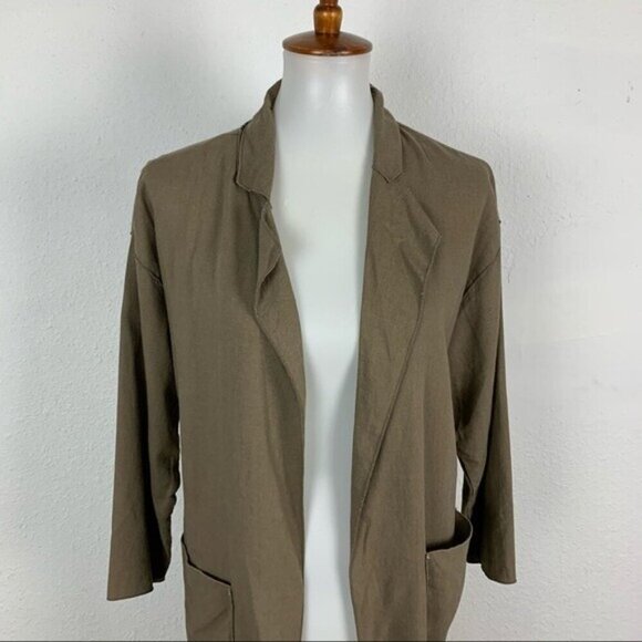 Mod Ref Womens Small Brown Longline Cardigan Duster Open Front Cozy - Picture 2 of 6